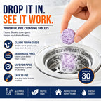 Pipe Cleaner Tablets — Drain Unclogger, Odor Eliminator & Descaler for Sinks, Toilets, Washing Machines & Sewers
