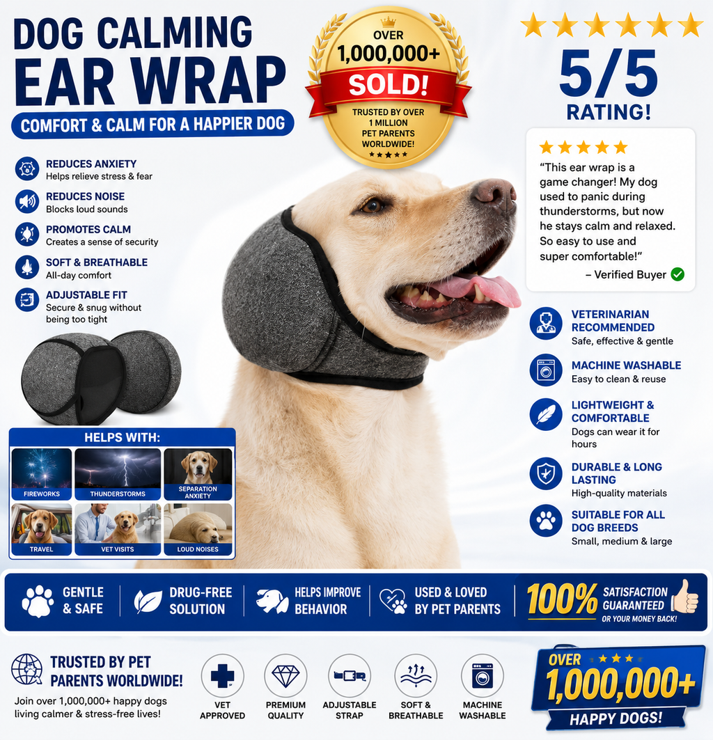 Dog Calming Hoodie Ear Wraps — Waterproof Swim Cap & Noise Cancelling Ear Muffs (Grey)