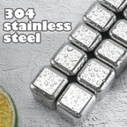8 Counts Reusable Stainless Steel Ice Cubes with Tongs
