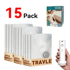 15-pack vacuum bags: 5 Large L60x50, 5 Medium M60x40, 5 Small S40x50 with wireless pump