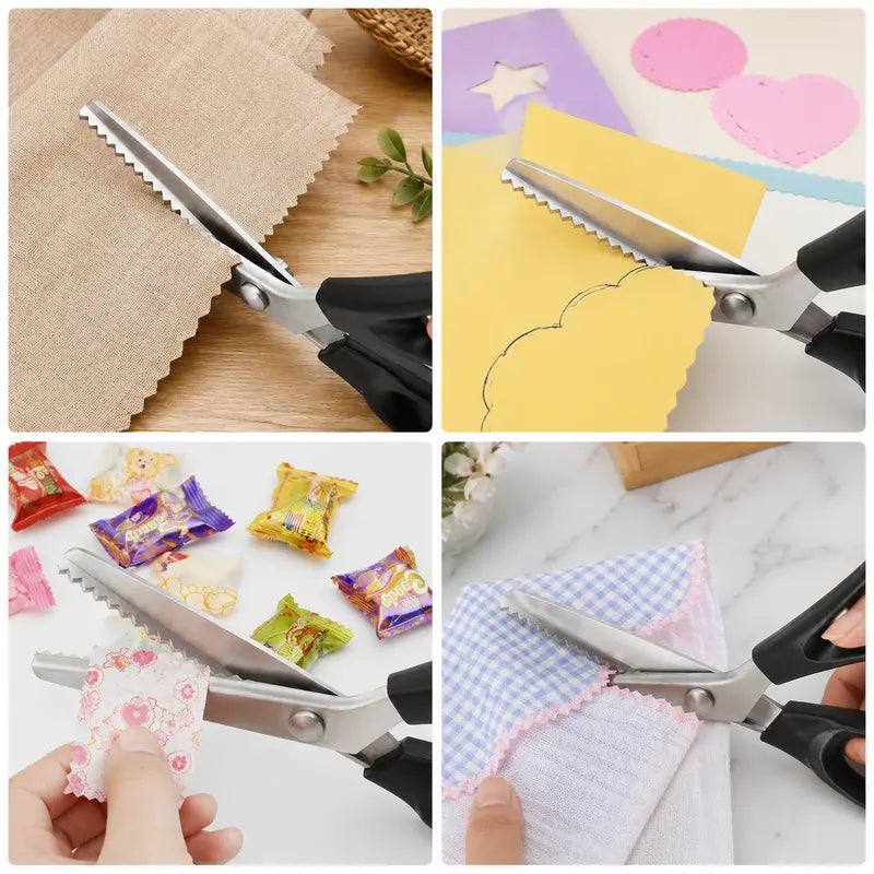 Stainless Steel Zig Zag Pinking Shears with Serrated Teeth – Sharp Sewing Tool for DIY Crafts & Dressmaking