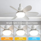 Aobtkel 20" Screw-In Ceiling Fan with Light – Remote Control, Quiet DC Motor, Dimmable LED, 6 Blades, White