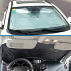 Umbrella-Style Car Windshield Sunshade – Holographic UV Block, No-Install Foldable, Reduces Cabin Temp to 87.8°F | Compact Sedan & Mid-Size SUV