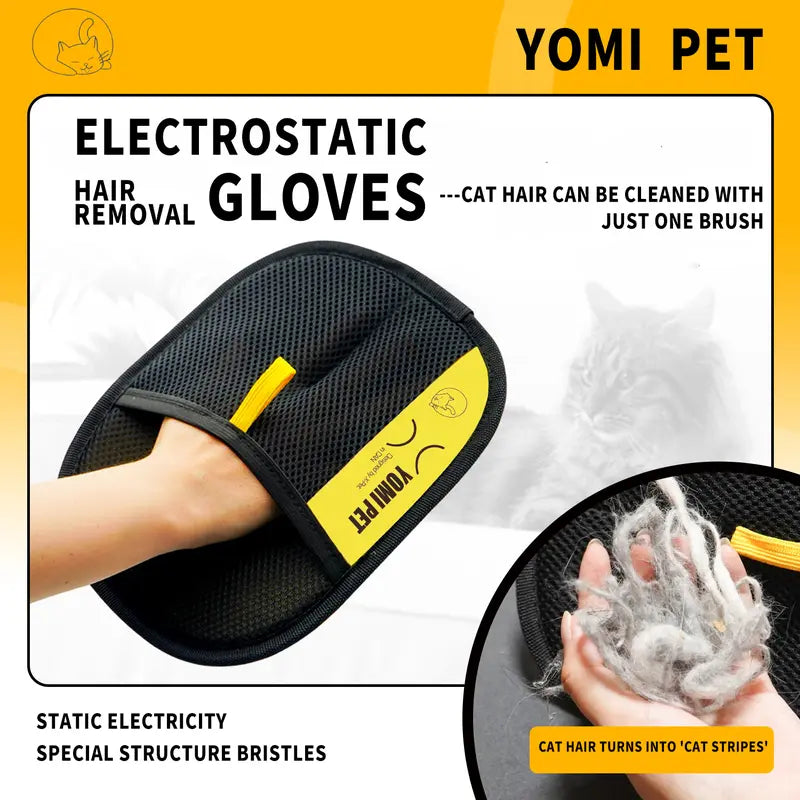 YOMI PET Pet Hair Remover Glove – Reusable Electrostatic Lint Remover Mitt for Furniture, Couch, Carpet & Clothes