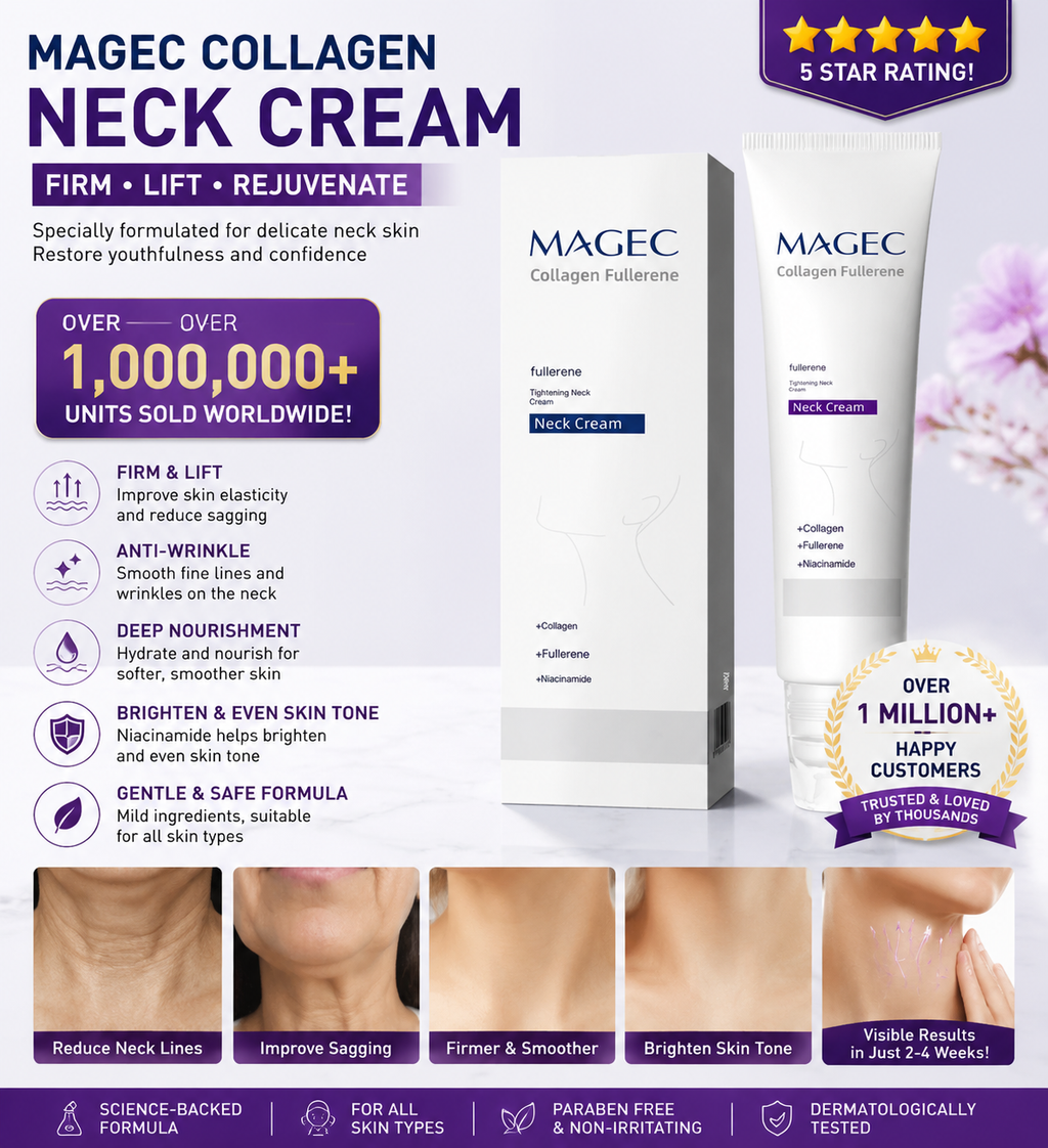 MAGEC Collagen Fullerene Neck Firming Cream with 5-Roller Massager