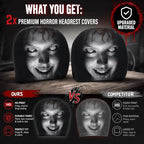 Halloween Car Decor Set! 2-Pack Breathable Ghost Face Headrest Covers, Upgrade Comfort Dust Cover, Immersive Horror Atmosphere Car Accessories Interior