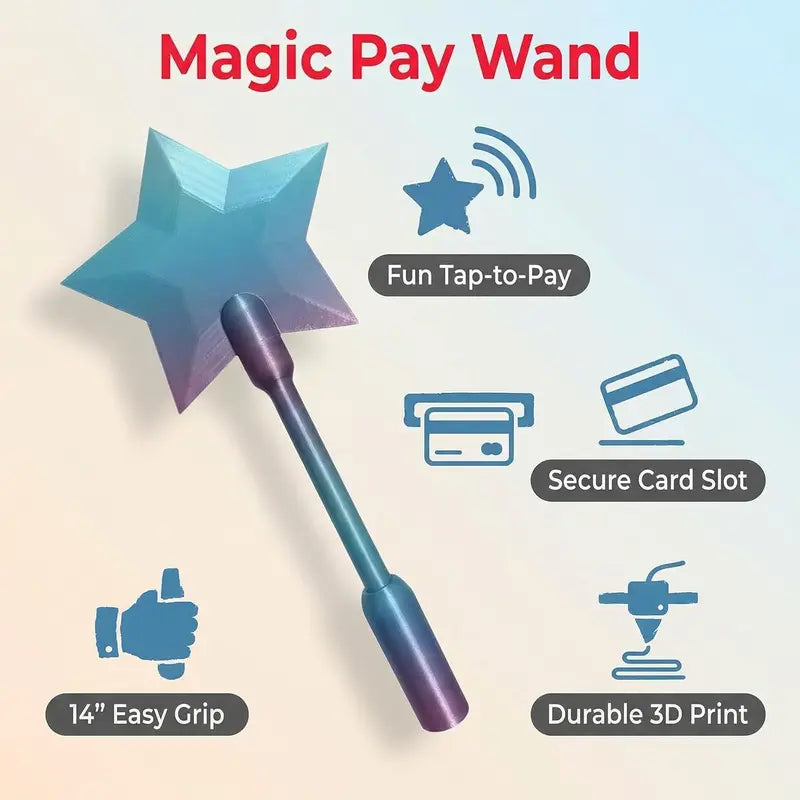 Magic Pay Wand — 3D Printed Tap-to-Pay Credit Card Holder Star Wand