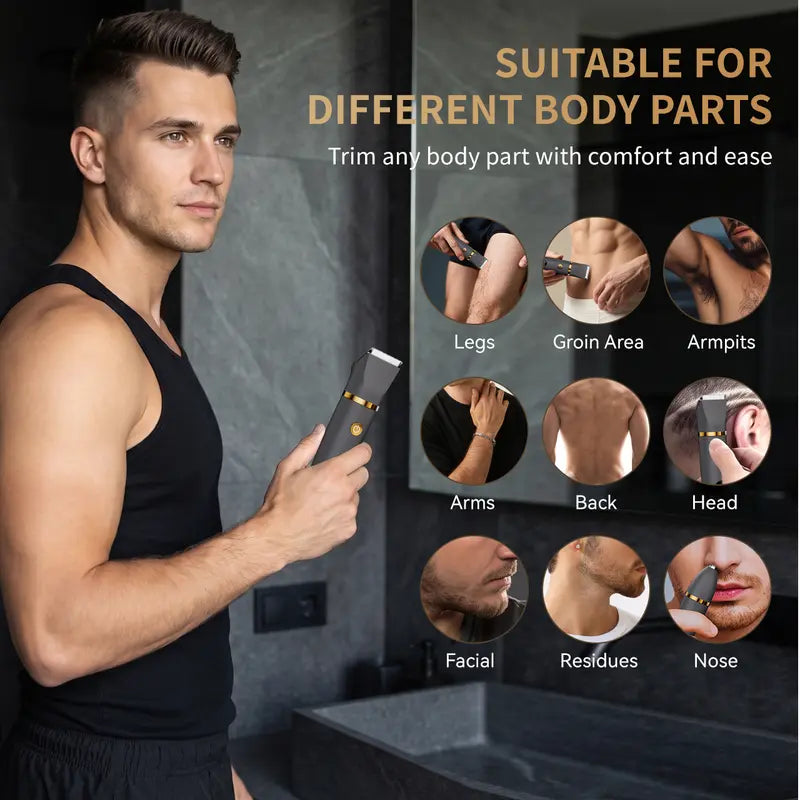 Scttomon 3 in 1 Electric Body Hair Trimmer, Groin Groomer for Men Cordless, Waterproof Electric Shaver Nose Hair Trimmer, Ball Pubic Shaver for Male, Husband Gift for Birthday and Halloween & Christmas Comfort