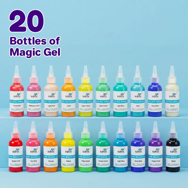 Kiditos Magic Water Elf Toy Kit – 20 Magic Gels & 10 Molds, DIY Squishy Maker Aqua Fairy Water Pets, Sensory STEM Craft, Party Favors & Birthday Gifts for Kids Ages 3+