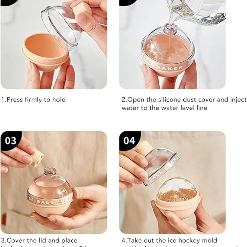 Light Bulb Ice Ball Maker Mold – Silicone Round Ice Sphere Tray, Easy Release, 4-Pack for Cocktails & Whiskey