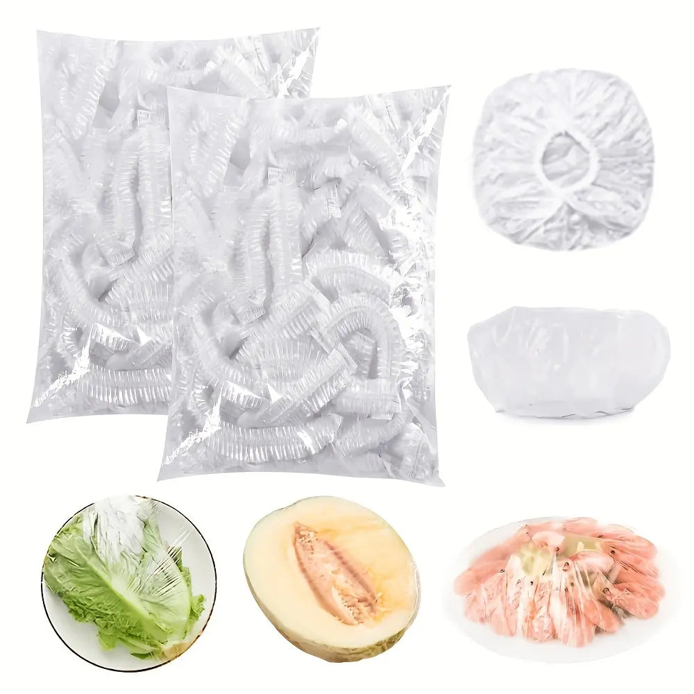 500Pcs Value Pack Disposable Food Covers, Elastic Plastic Bowl Covers, Stretchable Food Wrap for Bowls, Plates, Dishes, BPA Free, Food Grade for Home, Restaurant & Catering