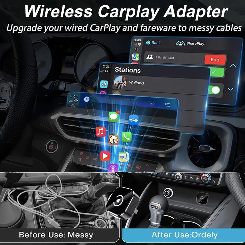 YURNLV Wireless CarPlay Adapter – Plug & Play, iPhone Compatible, Hands-Free Calling | 2026 New