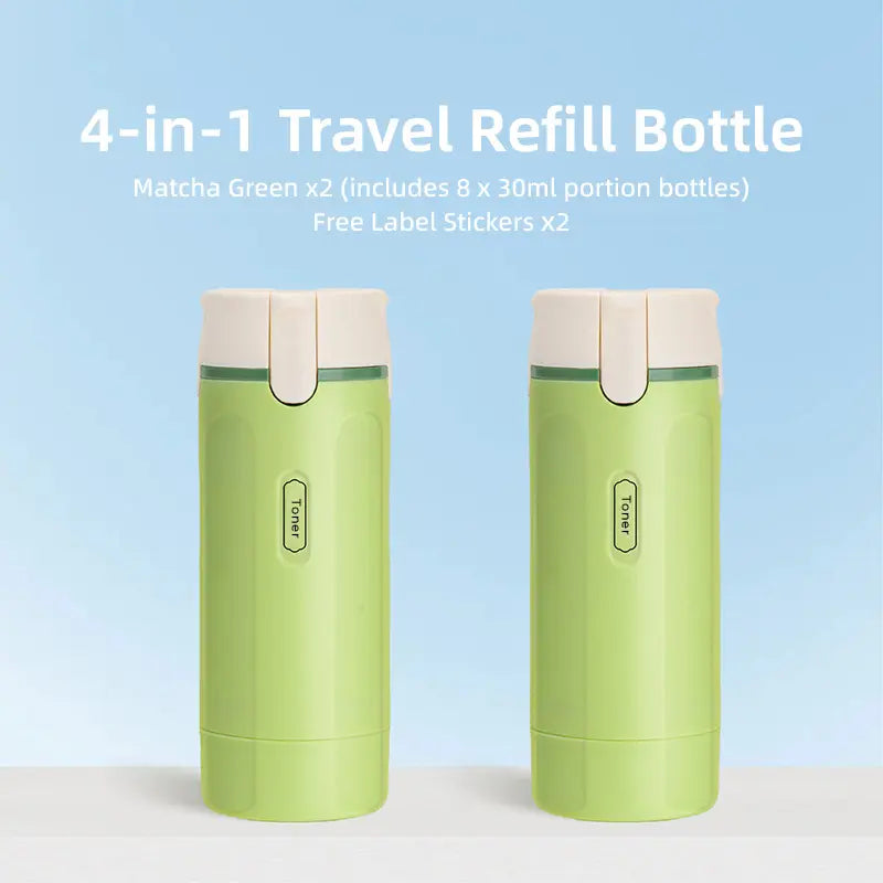 4-in-1 Travel Dispenser Bottle, Leak-Proof Refillable Silicone Squeeze Container with Lock, Compact and Lightweight Toiletry Organizer, Easy to Carry, Ideal for Business Trips, Vacations, and Frequent Travelers