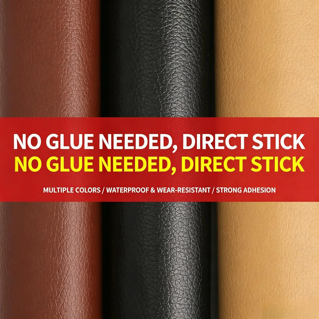 Leather Repair Patch Self Adhesive Leather Stickers for Car Seats Black Faux Leather Fabric for Upholstery Vinyl Seat Tape for Furniture, Couch Patch Kit for Cars Interior