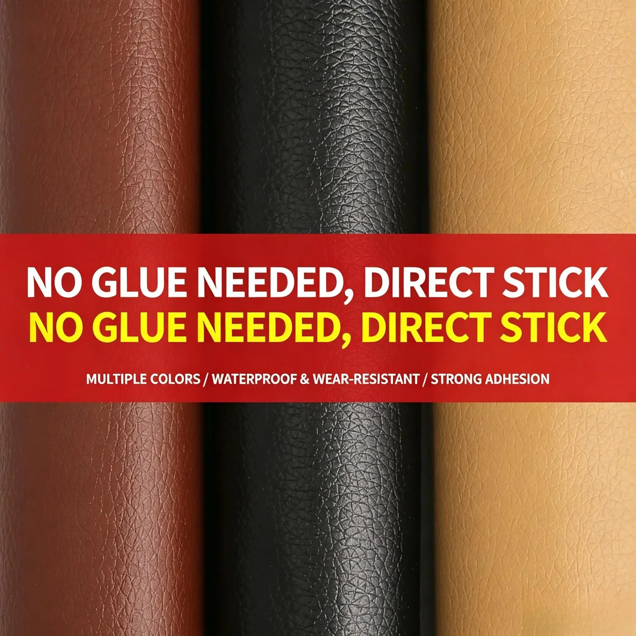 Leather Repair Patch Self Adhesive Leather Stickers for Car Seats Black Faux Leather Fabric for Upholstery Vinyl Seat Tape for Furniture, Couch Patch Kit for Cars Interior