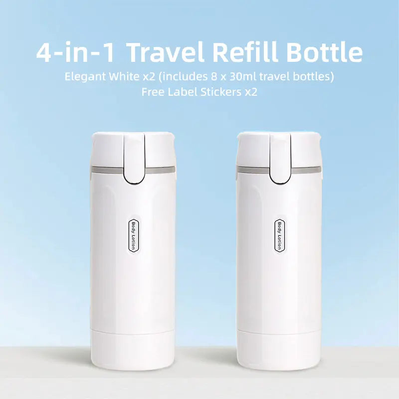 4-in-1 Travel Dispenser Bottle, Leak-Proof Refillable Silicone Squeeze Container with Lock, Compact and Lightweight Toiletry Organizer, Easy to Carry, Ideal for Business Trips, Vacations, and Frequent Travelers