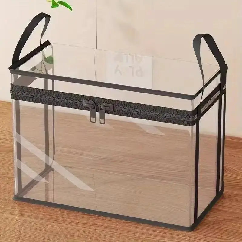 Large Clear Plastic Storage Box with Zipper Lid – Heavy-Duty Organizer for Home, Camping & Moving.