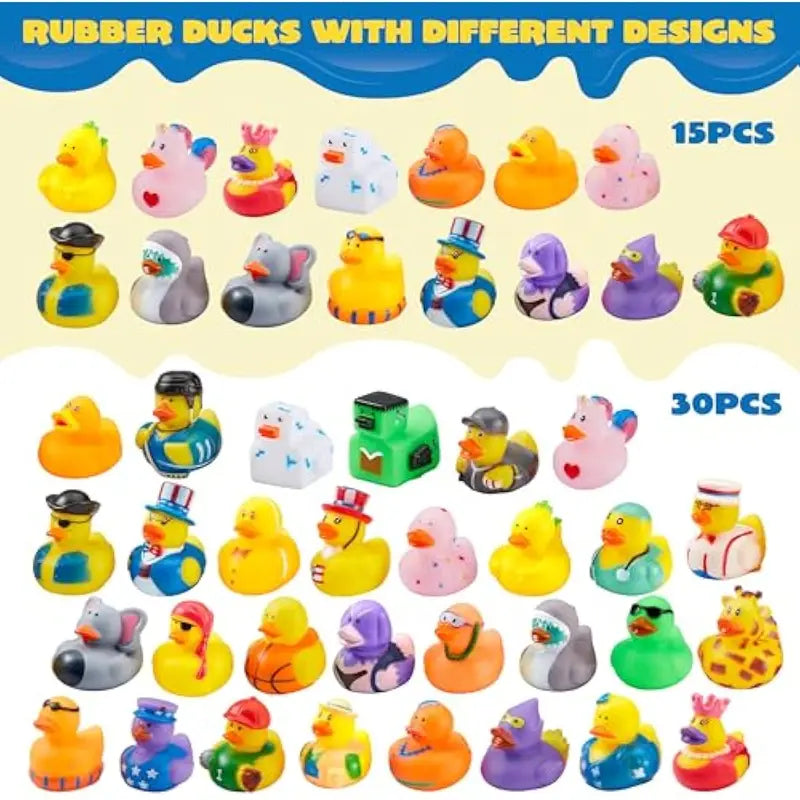 Rubber Ducks Random Assortment Bulk with Mesh Carry Bag – Mini Rubber Duckies for Baby Bath Toys, Kids Pool Toys, Birthday Gifts & Party Favors