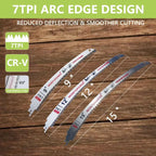 9"/12"/15" Arc Edge Reciprocating Saw Blade, 7TPI Japanese Teeth with Curved Edge Wood Pruning Saw Blades for Tree Trimming, Wood Cutting (3 Pack)