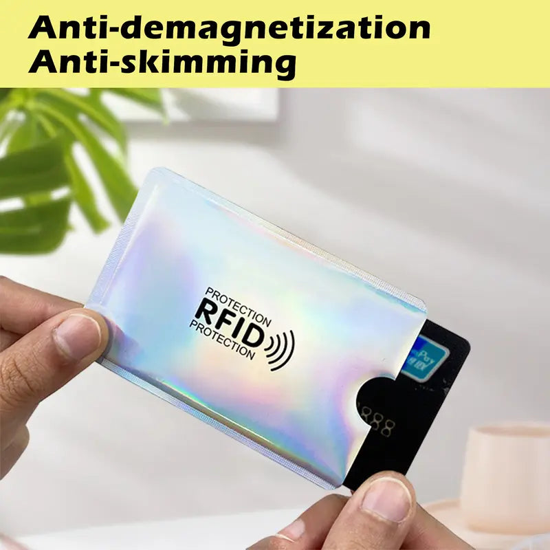 8-Count RFID Blocking Sleeves Set – Anti-Demagnetization & Anti-Skimming, Tinfoil Material, Slim & Lightweight | Protects Credit Cards, Debit Cards & ID Cards