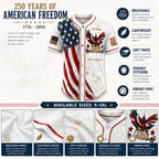 Patriotic Baseball Jersey — 250th Anniversary 1776-2026 Distressed American Flag Eagle Graphic