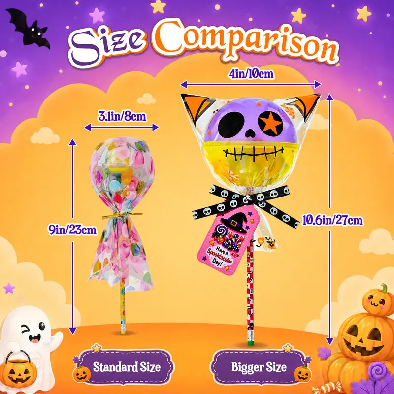 Unisex 2026 Upgraded Light-Up Giant Halloween Lollipop Stationery Kit with Cards, Halloween Party Favors for Kids, Classroom Exchange Gifts
