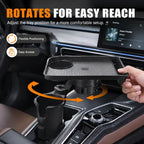 Car Cup Holder Tray Table – Rotating Detachable Snack & Drink Organizer with Adjustable Expander Base