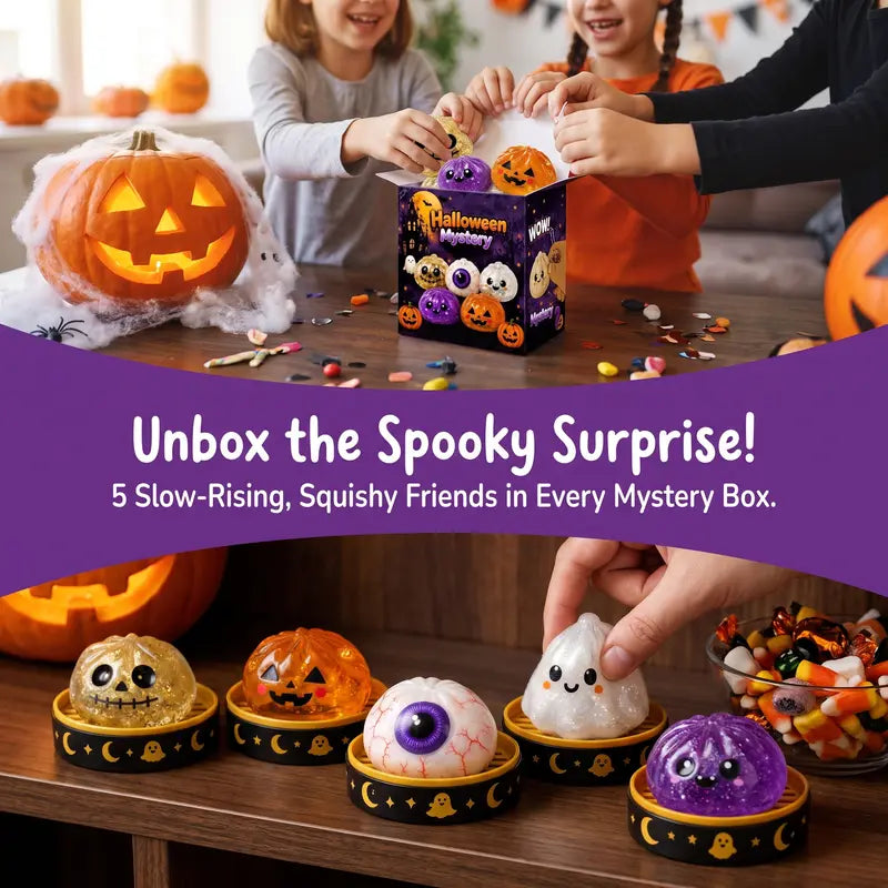 Halloween Squishy Toy Set – Slow Rising Stress Relief Fidget Toys with Steamer Bases