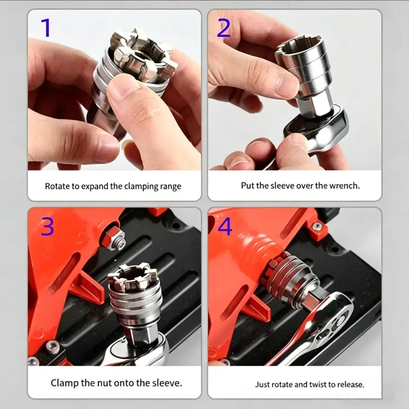 Multi-Function Universal Socket Wrench – Adjustable 10–19mm for Ratchet & Power Drill