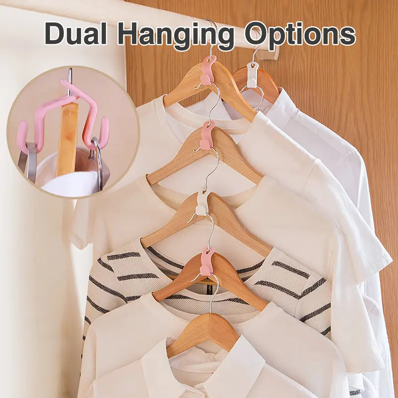 Hanger Hook Connectors 20PCS – Space-Saving, High Load-Bearing, Dual Hanging Options | Double Your Closet Space, Random Colors