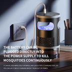 Outdoor camping mosquito killer lamp on wooden table at night