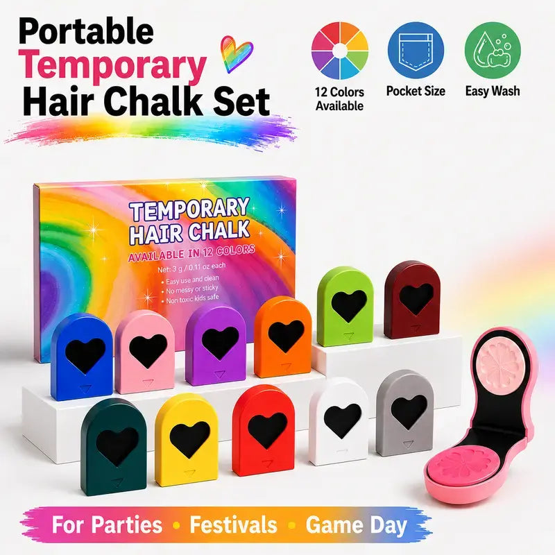 Bold Vibrants Temporary Hair Chalk Dye – Washable Color Makeup for Events, DIY Hair Styling