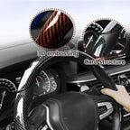 Carbon Fibre Steering Wheel Cover – Anti-Slip & Waterproof, 3D Embossed Card Structure, Universal O-Type & D-Type Fit | Black Red Blue  Four-Season Car Interior Accessory