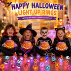 Glow Flashing LED Halloween Rings with LED Lights, Child Festive Party Favors, Halloween Goody Bag Basket Stuffers Fillers