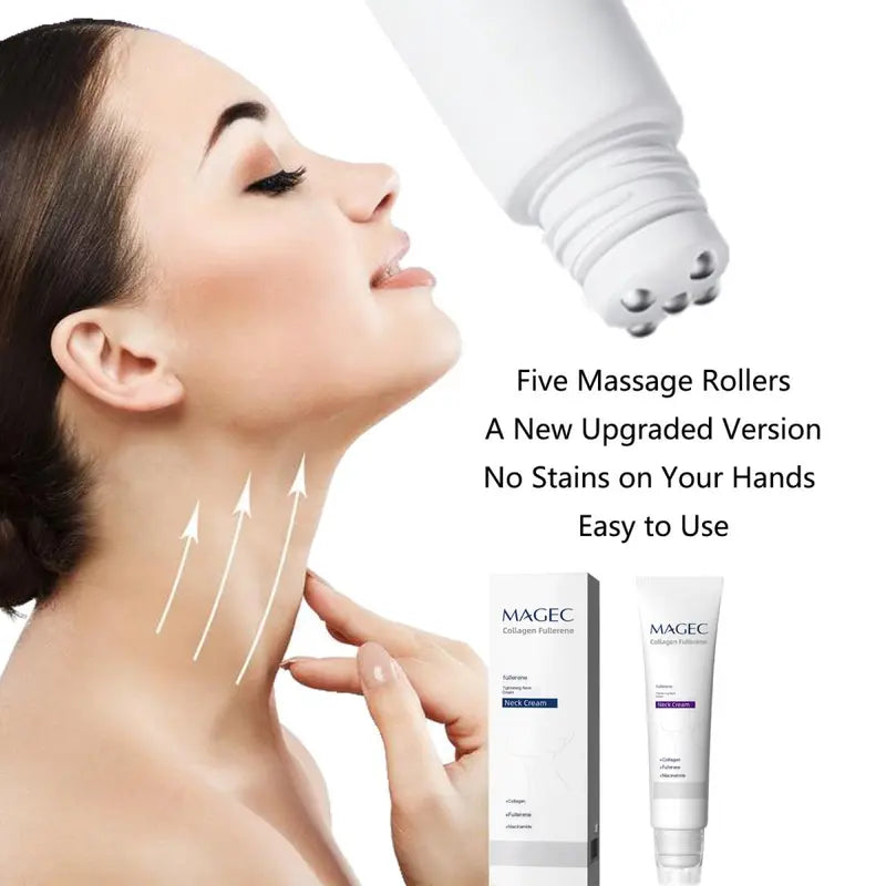 MAGEC Collagen Fullerene Neck Firming Cream with 5-Roller Massager