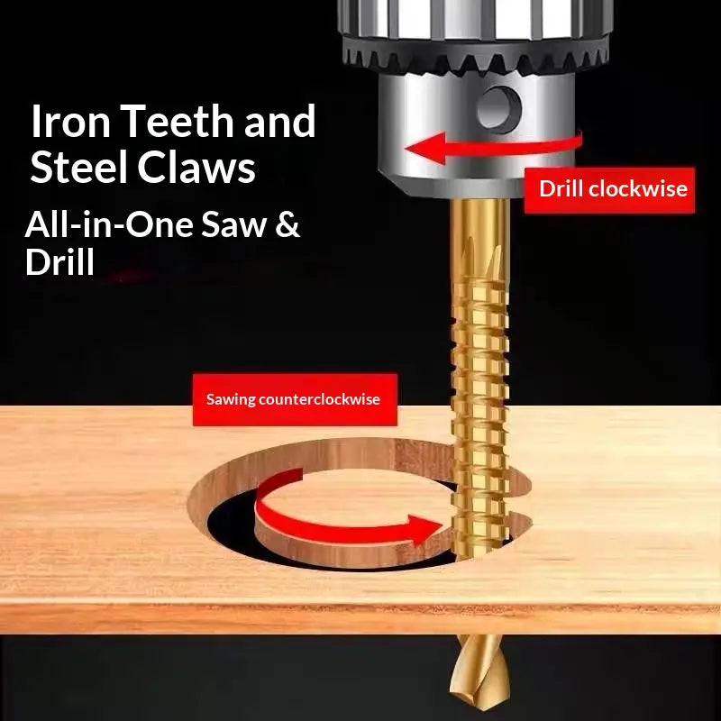 Iron teeth and steel claws - all-in-one saw and drill, clockwise drill counterclockwise saw diagram