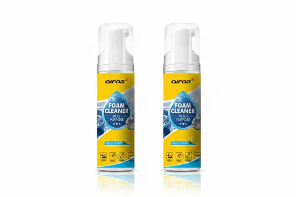 QIFOR Multi-Purpose Foam Cleaner – Heavy-Duty Grease & Stain Remover, No-Scrub Foaming Action, Lemon Scent | Safe for Car, Kitchen, Marble, Bathroom, Aluminum