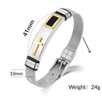 📢 50% OFF NOW! ⏰ Men's Stainless Steel Cross Bracelet – Durable, tarnish-resistant & perfect for daily wear or spiritual style ✝️