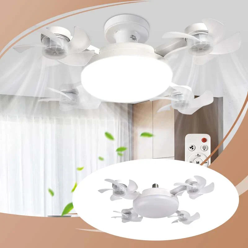 E27 Socket Ceiling Fan Light — 2-in-1 Silent LED Fan with Remote Control, 3 Wind Speeds & 3-Color Dimming